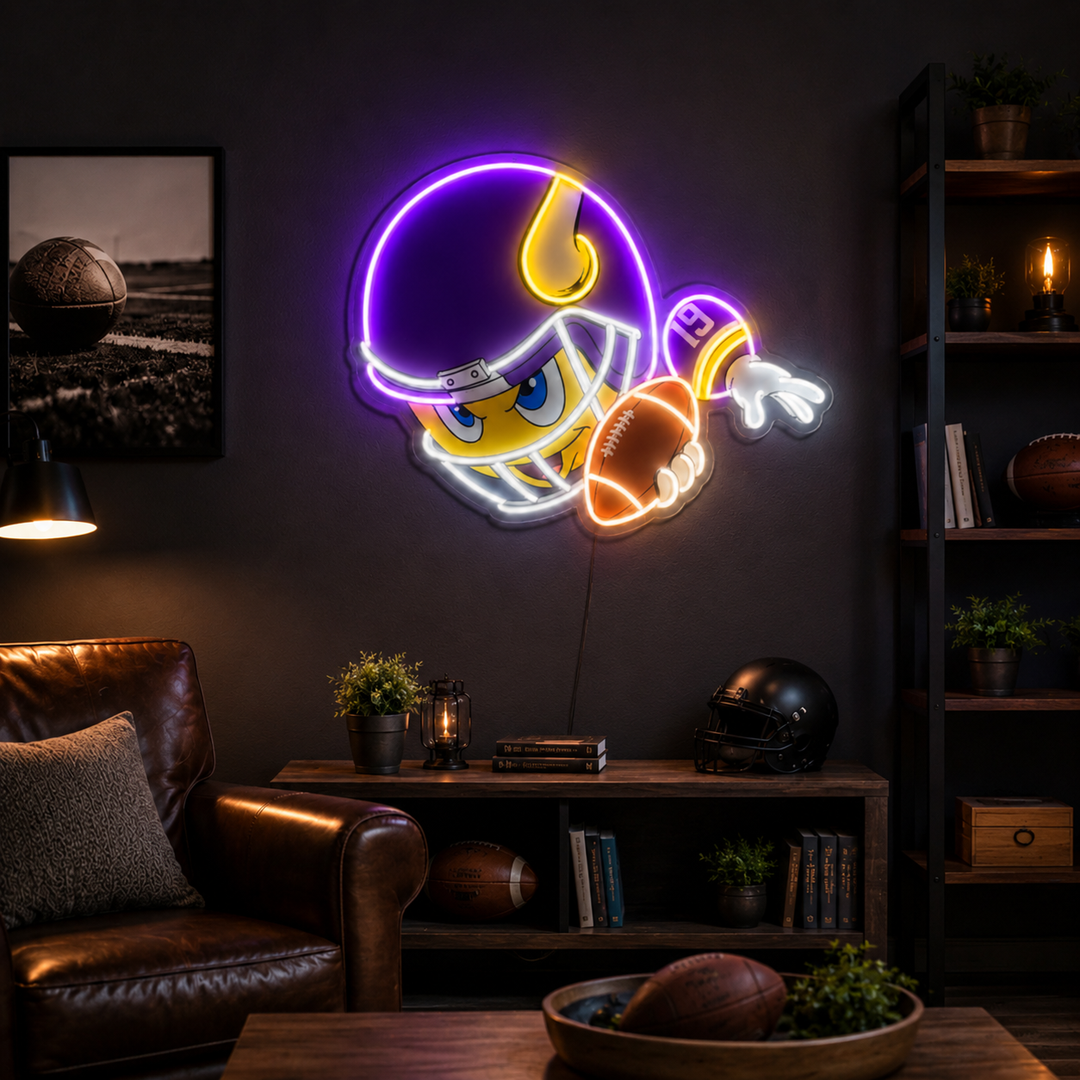 Purple Blitz Football Game Day Fan Cave Football Neon Sign