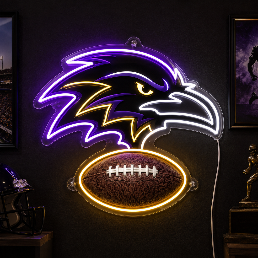 Purple Raven Football Neon Sign