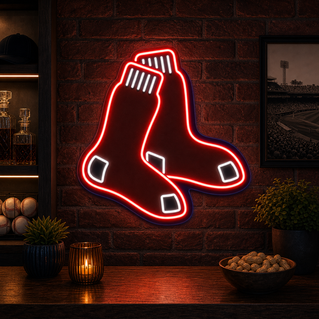 Red Socks Baseball Fan Cave Neon Sign