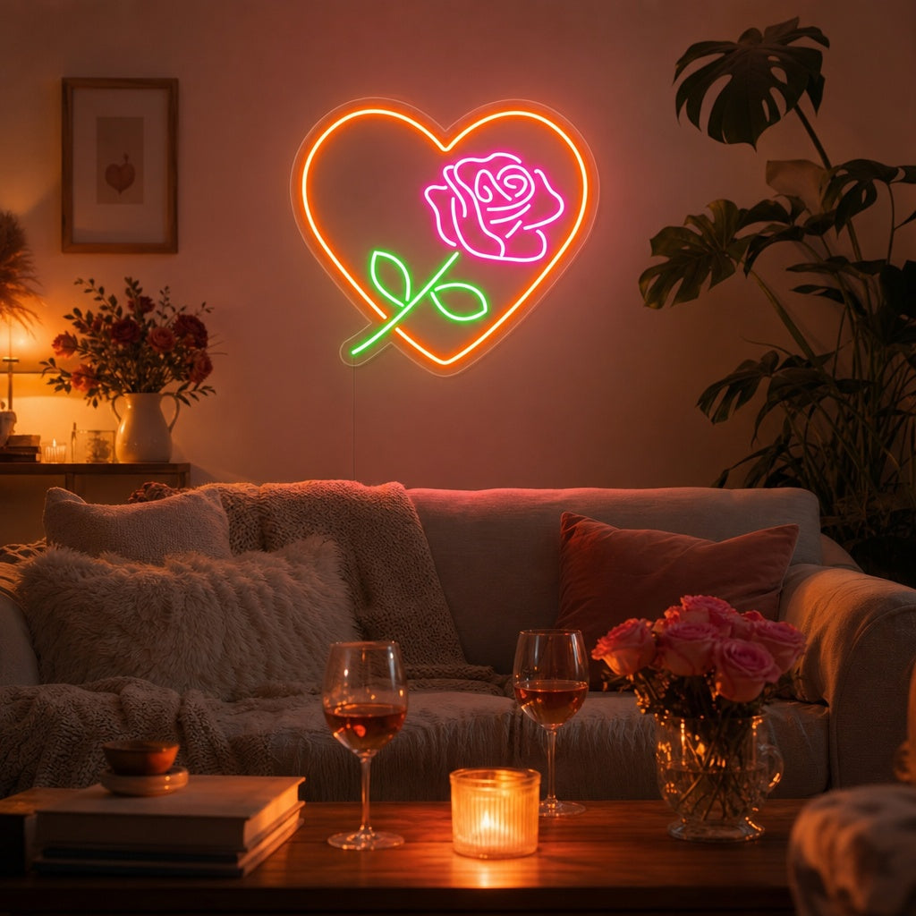 "Rose Love Flower" Neon Sign, Rose Neon Sign, Flower Neon Sign