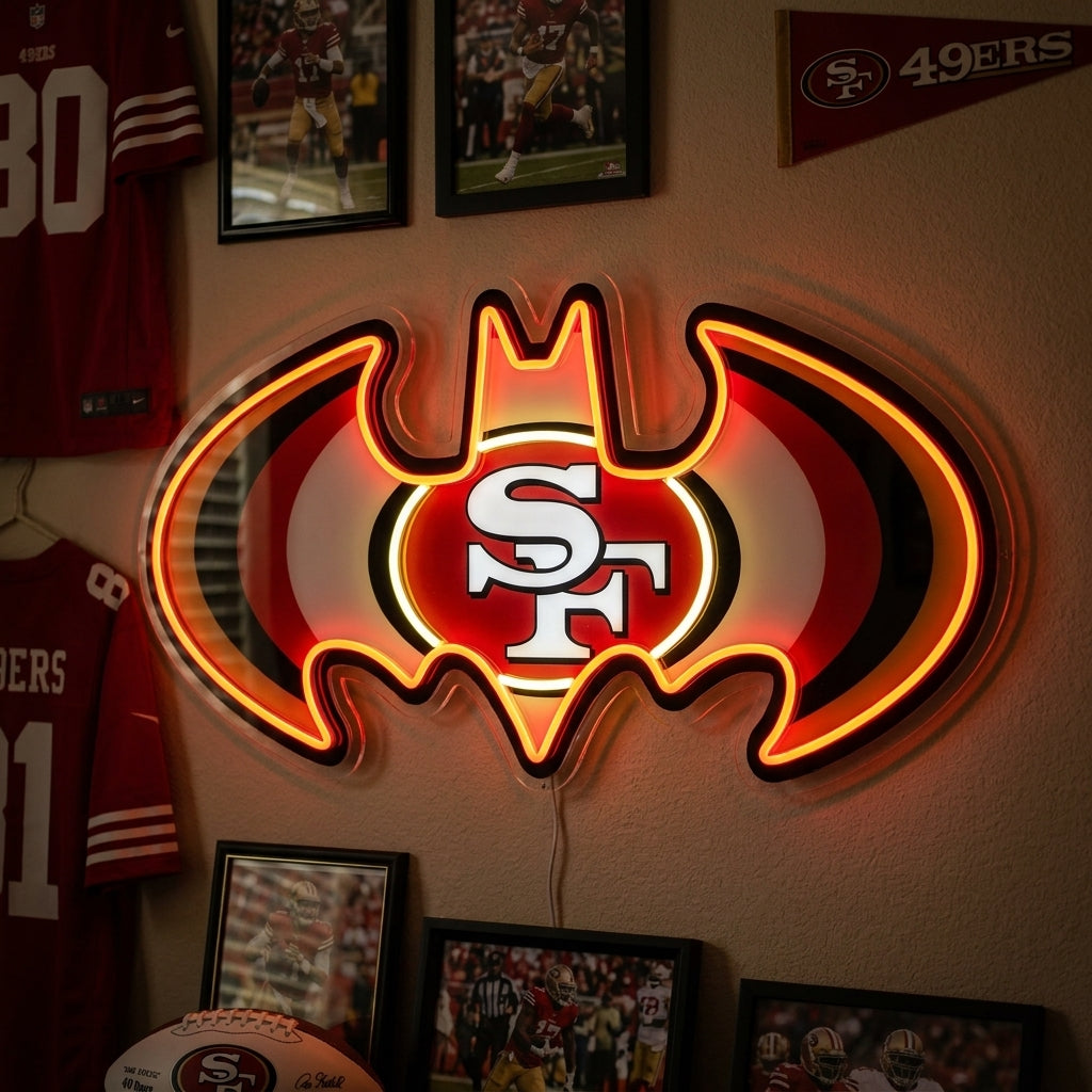San Francisco 49ers bat-inspired neon sign for a fan cave