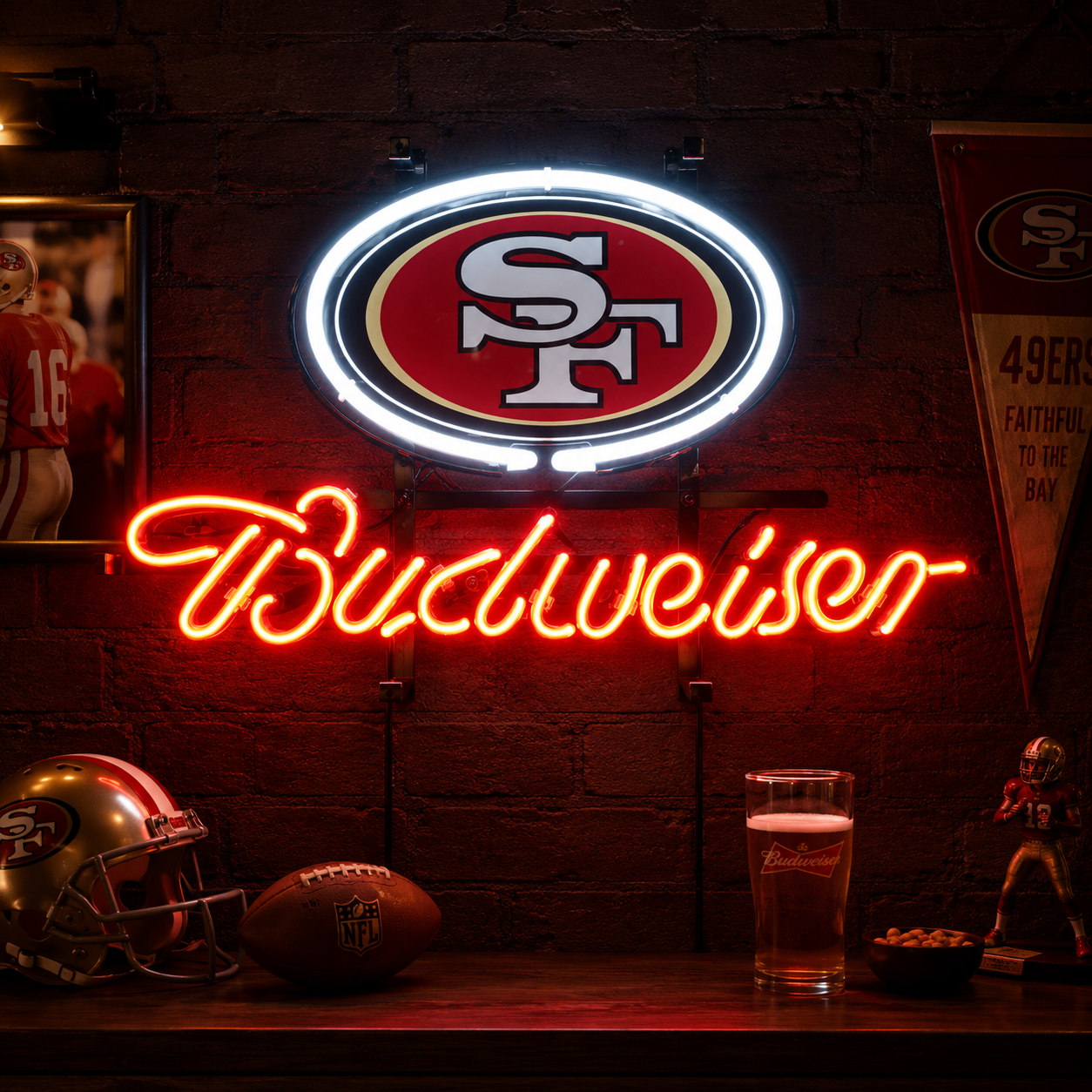 San Francisco 49ers bar-style neon sign for a home bar
