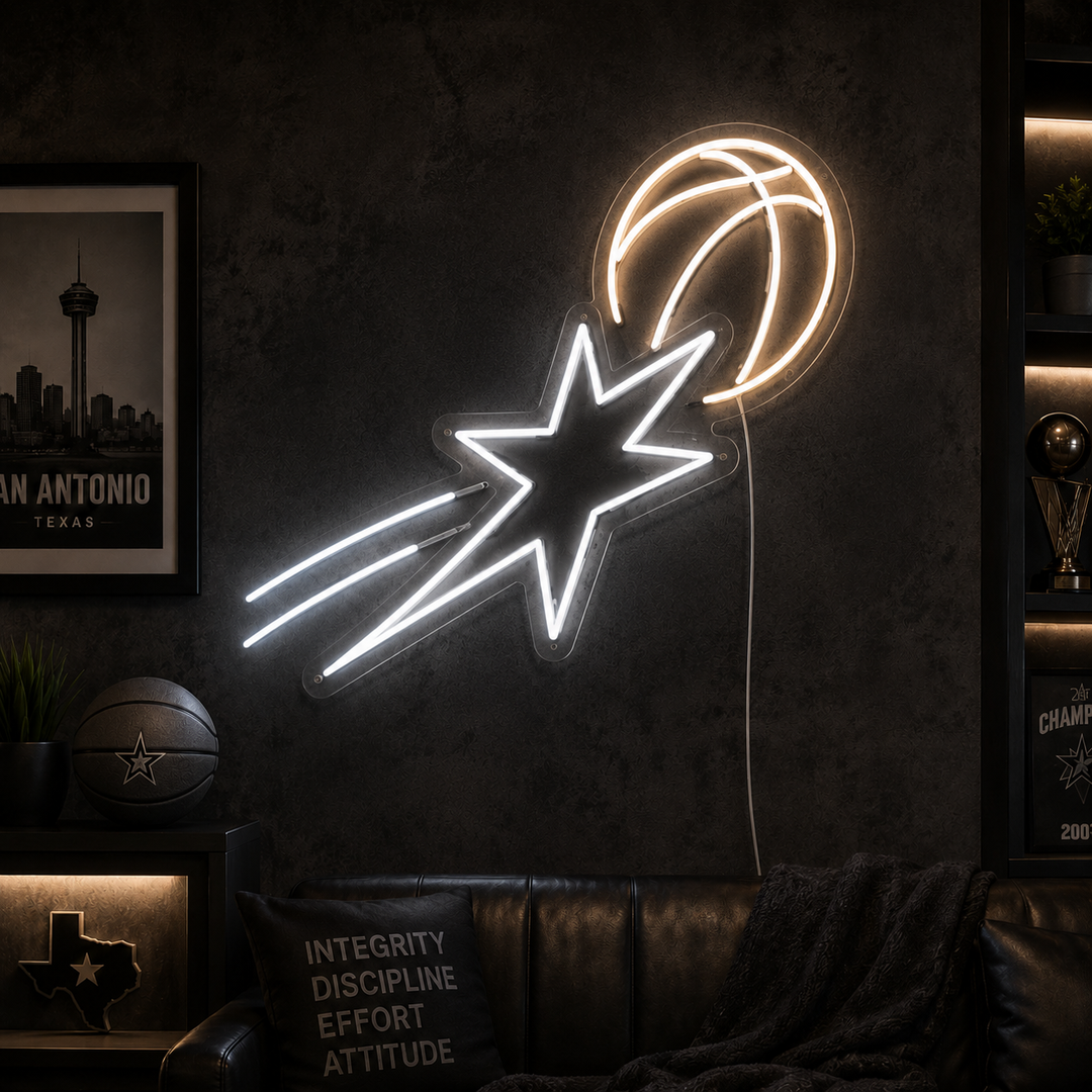 Shooting Star Basketball Fan Cave Neon Sign