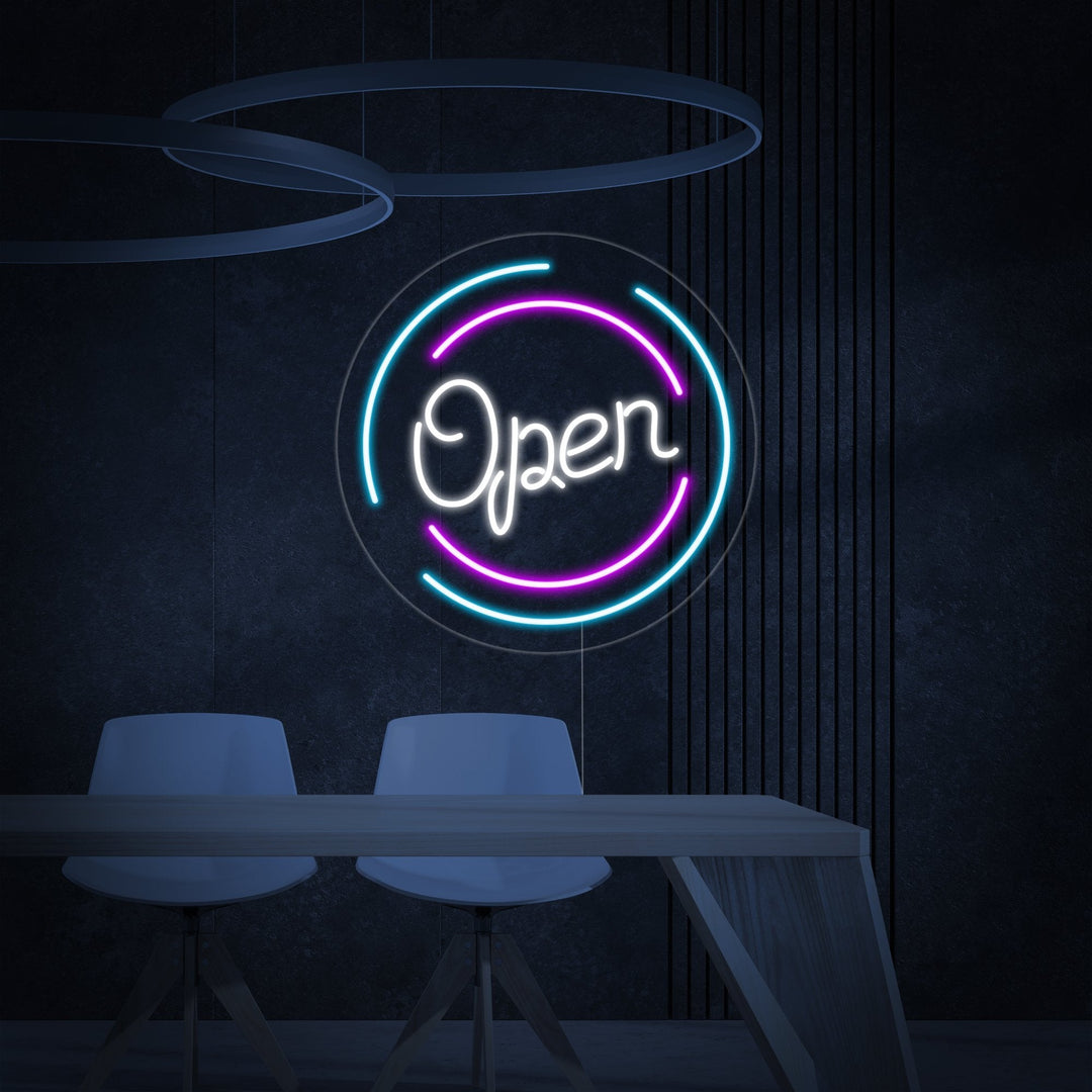 "Open in Circle" Neon Sign