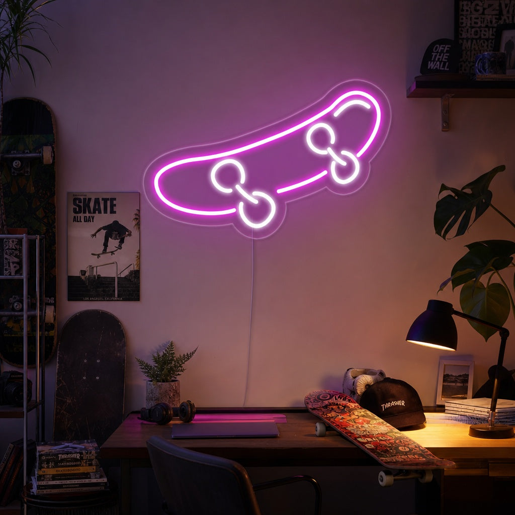 Skateboard Neon Sign, Skateboard Wall Sign, Skateboard Neon Wall Light neon sign product image