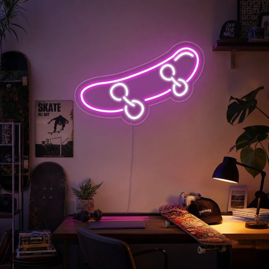 Skateboard Neon Sign, Skateboard Wall Sign, Skateboard Neon Wall Light neon sign product image