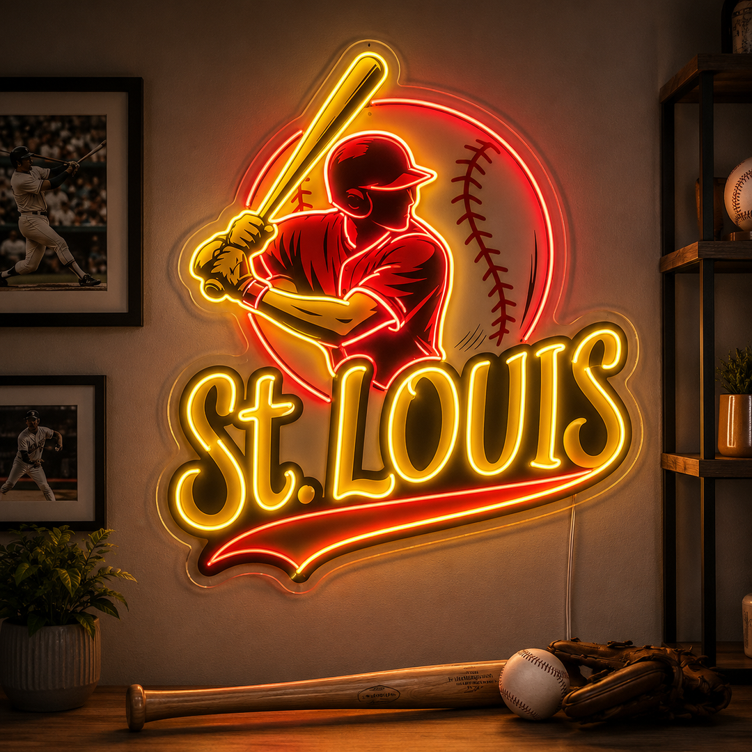 St. Louis Baseball Fan Art Neon Sign