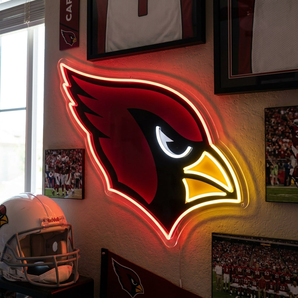 red cardinal bird head neon sign