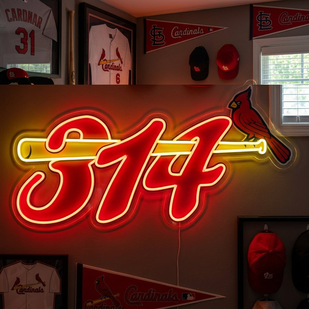 St. Louis Cardinals 314 baseball bat neon sign