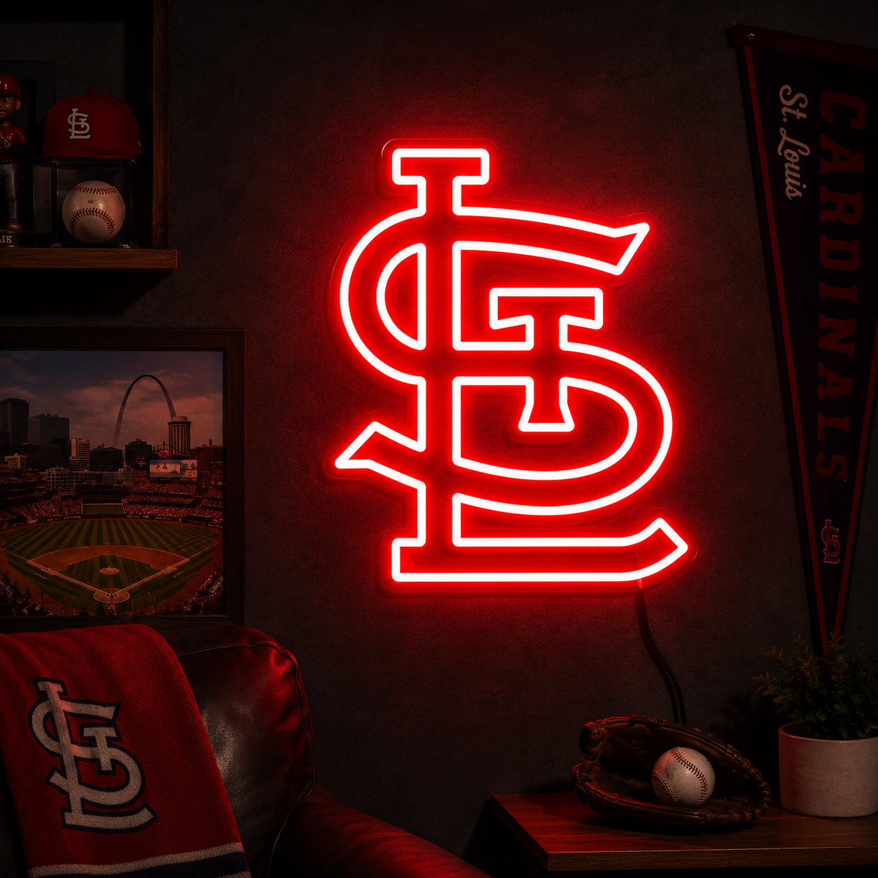St. Louis Cardinals STL logo neon sign