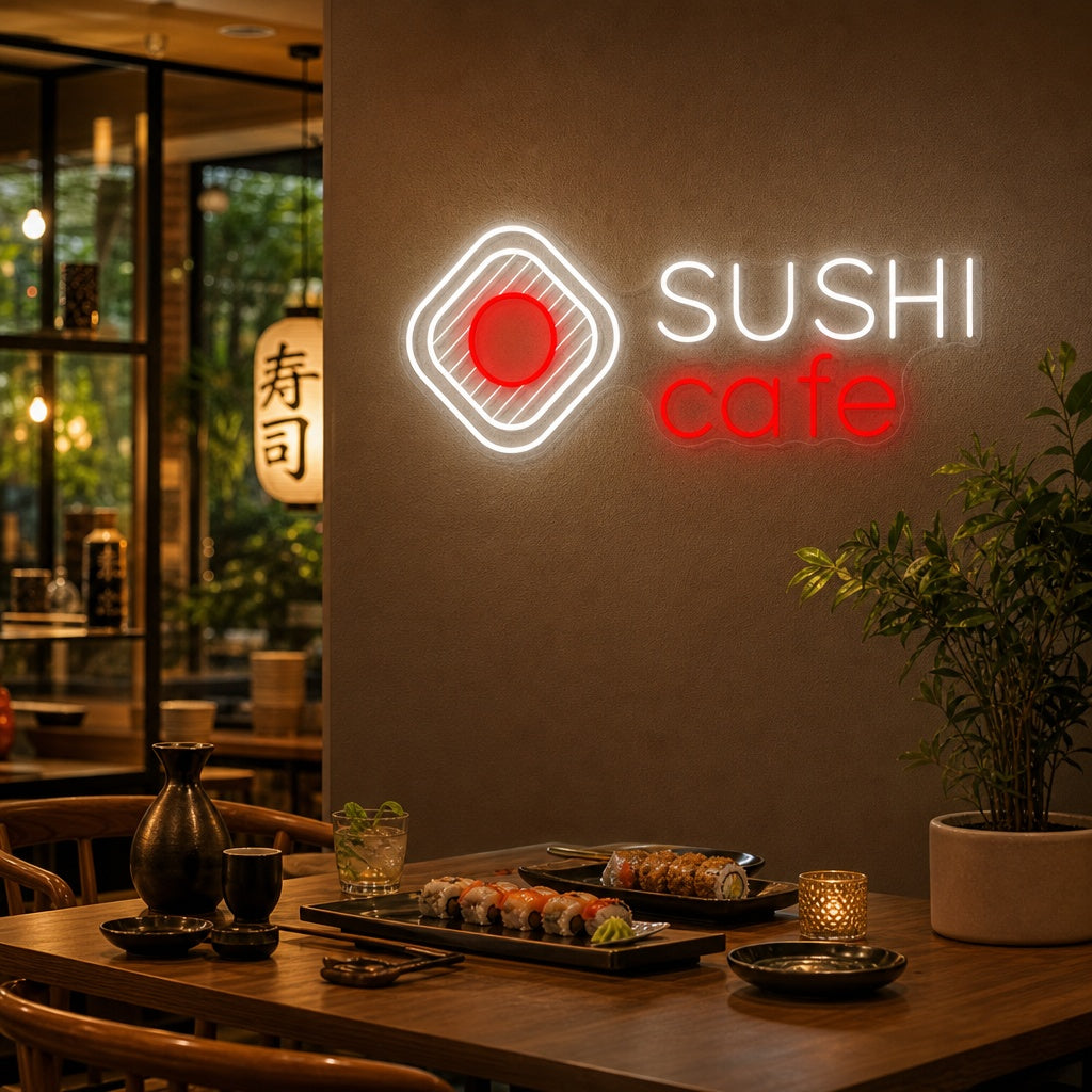 Sushi Cafe Neon Sign, Japanese Restaurant Wall Decor neon sign product image