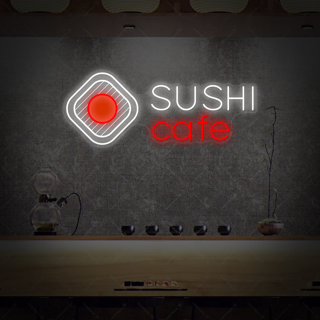 Sushi Cafe Neon Sign, Japanese Restaurant Wall Decor