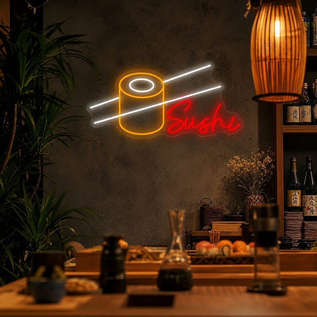 Sushi Roll Neon Sign, Japanese Restaurant Wall Decor neon sign product image