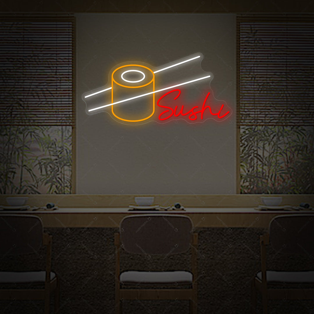 Sushi Roll Neon Sign, Japanese Restaurant Wall Decor