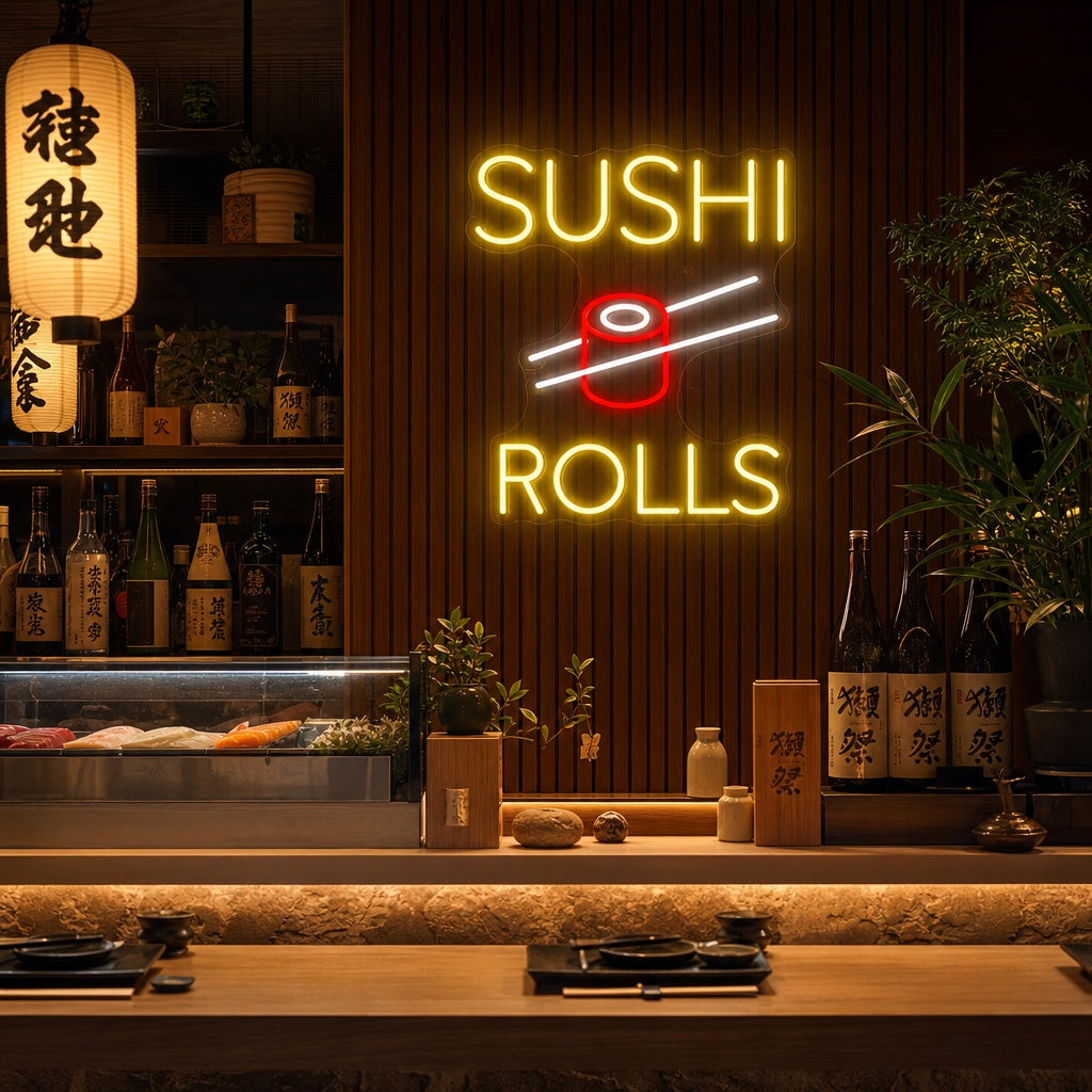 Sushi Rolls Neon Sign, Japanese Restaurant Wall Decor neon sign product image