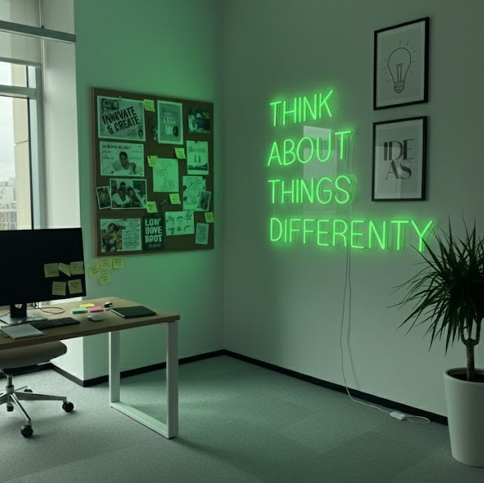 "Think About Things Differently" Neon Sign