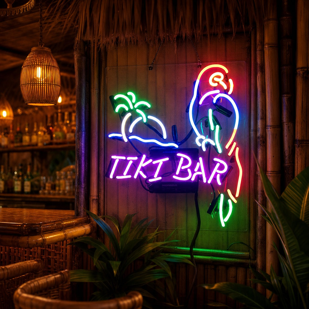 Tiki Bar Parrot Neon Sign, Tiki Bar Wall Sign, Tiki Bar Decor, Tiki Bar Neon Light neon sign product image