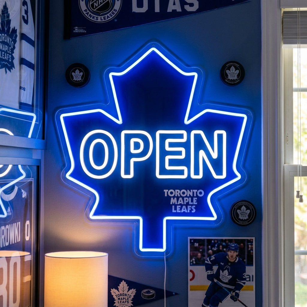 Toronto Maple Leafs OPEN neon sign for a home bar
