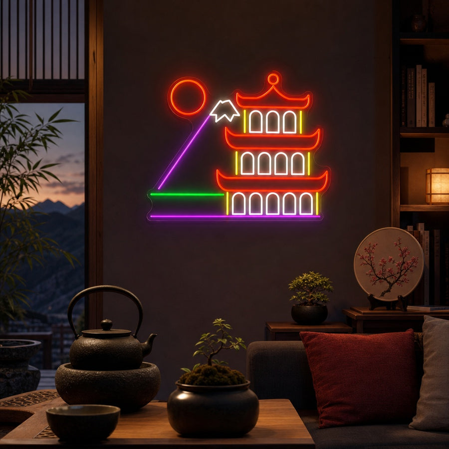 Traditional Japanese Building Neon Sign, Japanese Neon Sign neon sign product image
