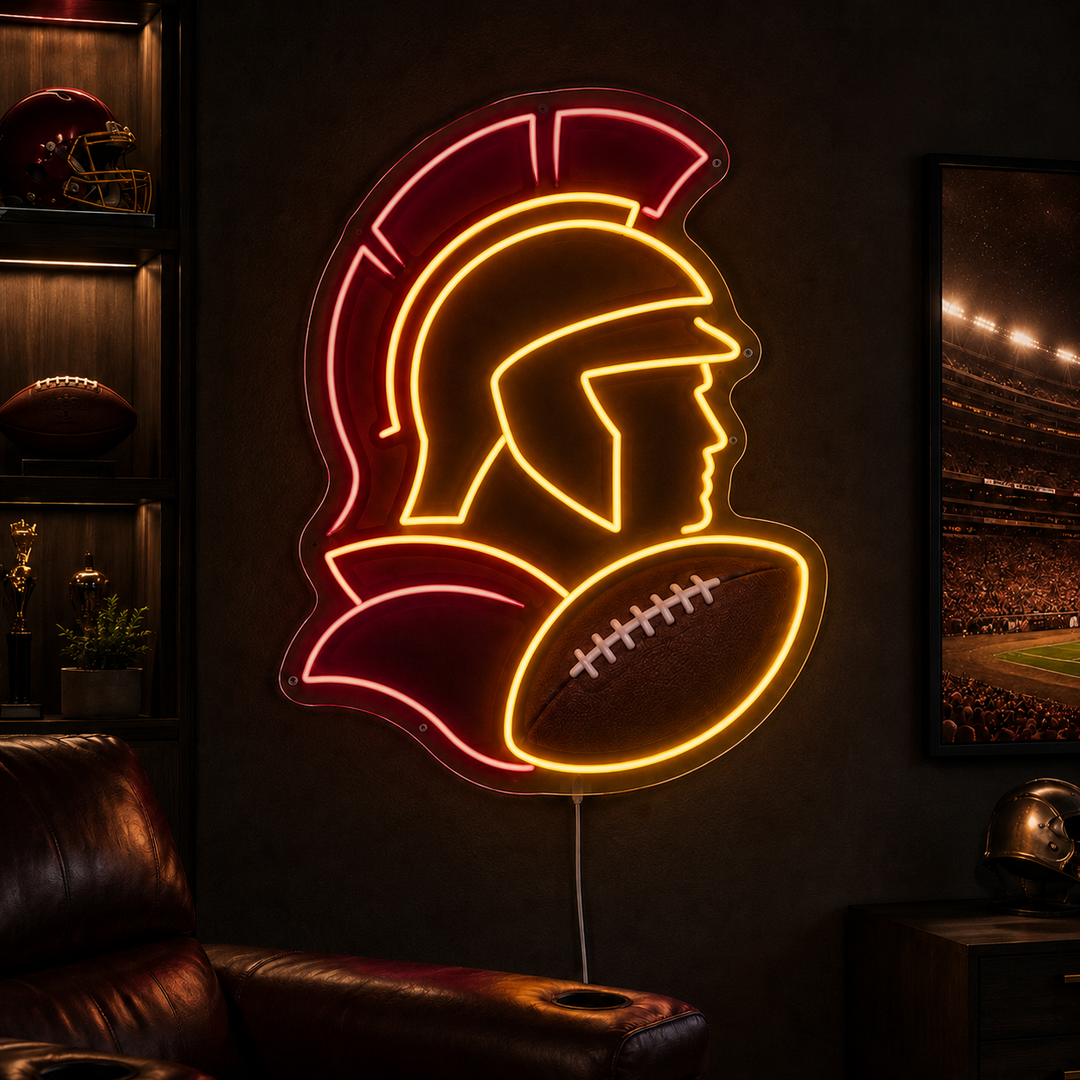 Trojan Helmet Football Neon Sign