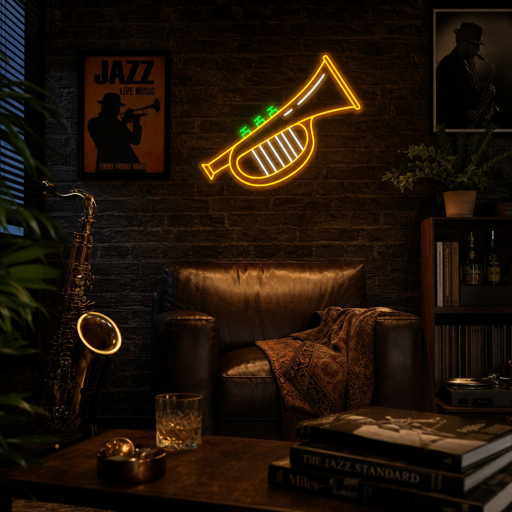 "Trumpet Jazz" Neon Sign, Jazz Neon Sign