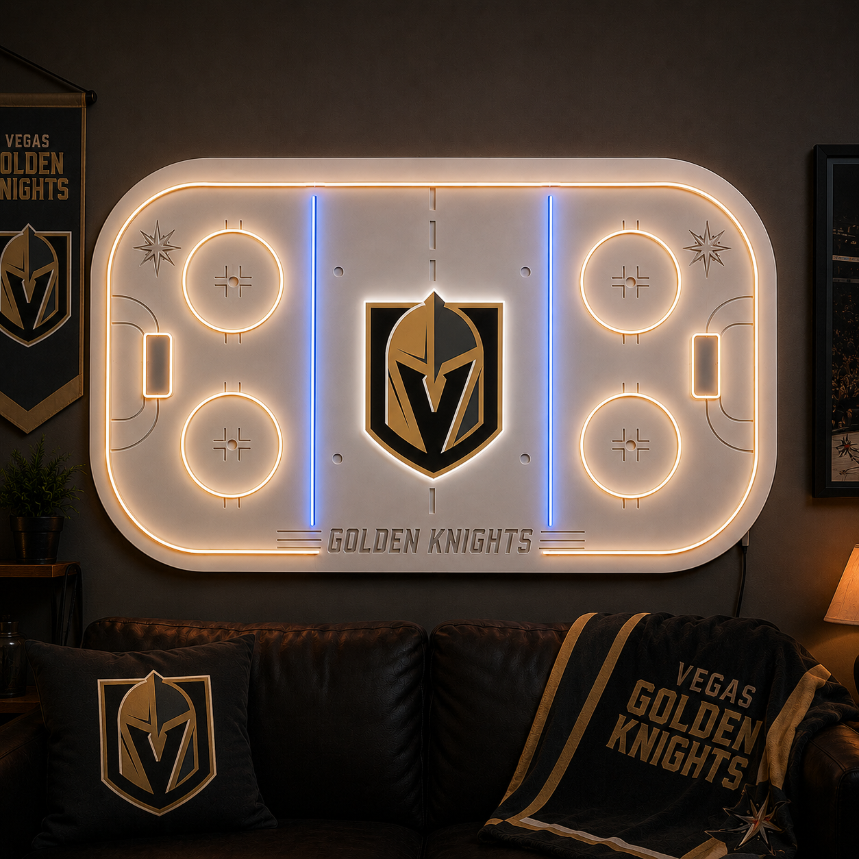 Vegas Golden Knights hockey rink neon sign