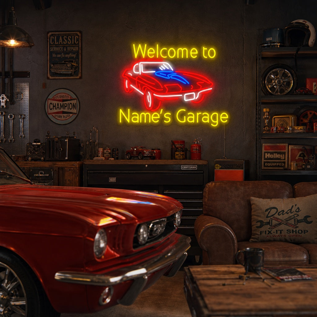Custom Garage Neon Sign, Personalized Neon Garage Sign neon sign product image