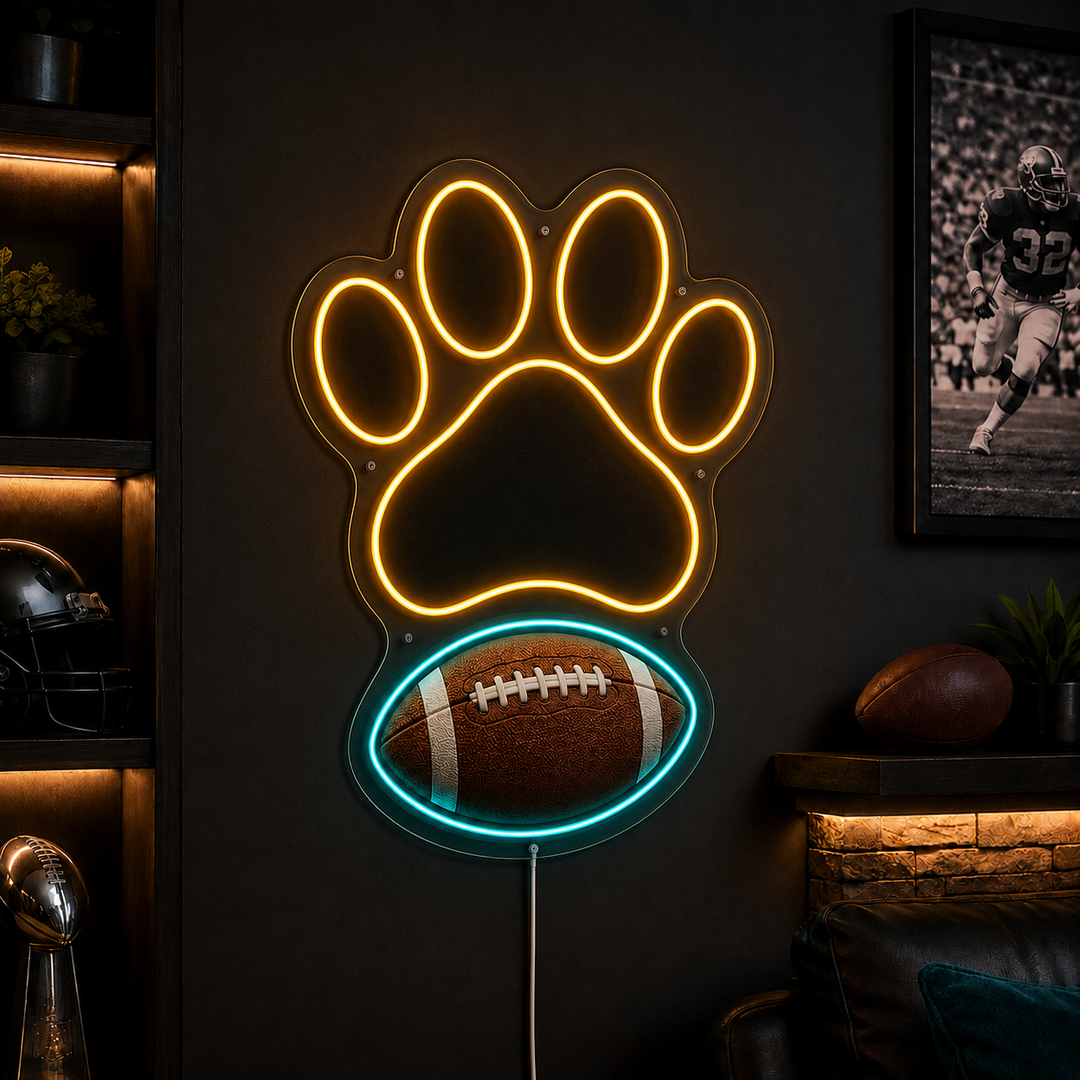 Wild Paw Football Game Day Fan Cave Neon Sign