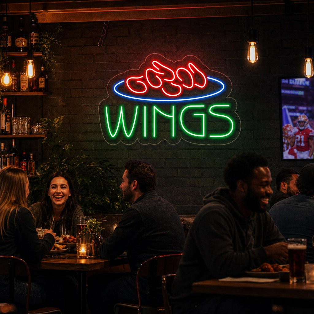 "Wings Food" Neon Sign