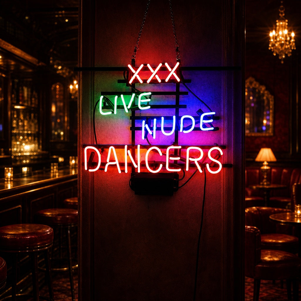 "XXX Live Nudes Dancers" Neon Sign, Live Nude Neon Sign, Night Club Neon Sign