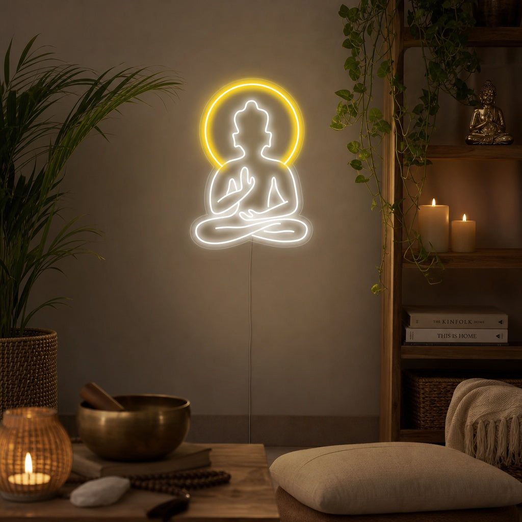 "Yoga Buddha, Yoga Wall Art, Yoga Decor" Neon Sign