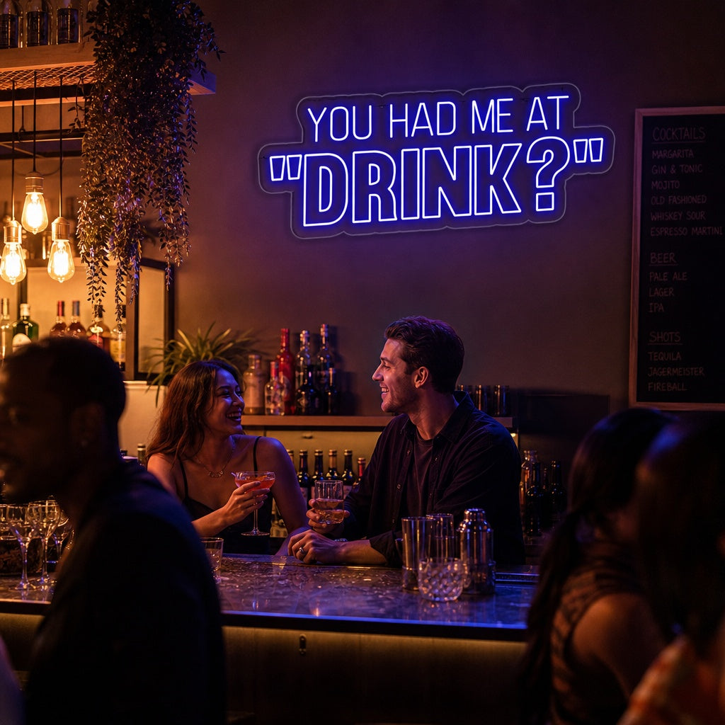 "You Had Me At Drink" Neon Sign, Beer Bar Neon Sign, Bar Quotes Neon Sign neon sign product image