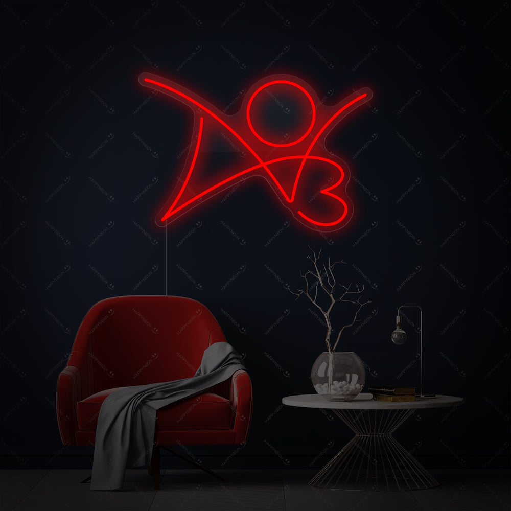 The official AO3 logo rendered as a glowing neon sign graphic.