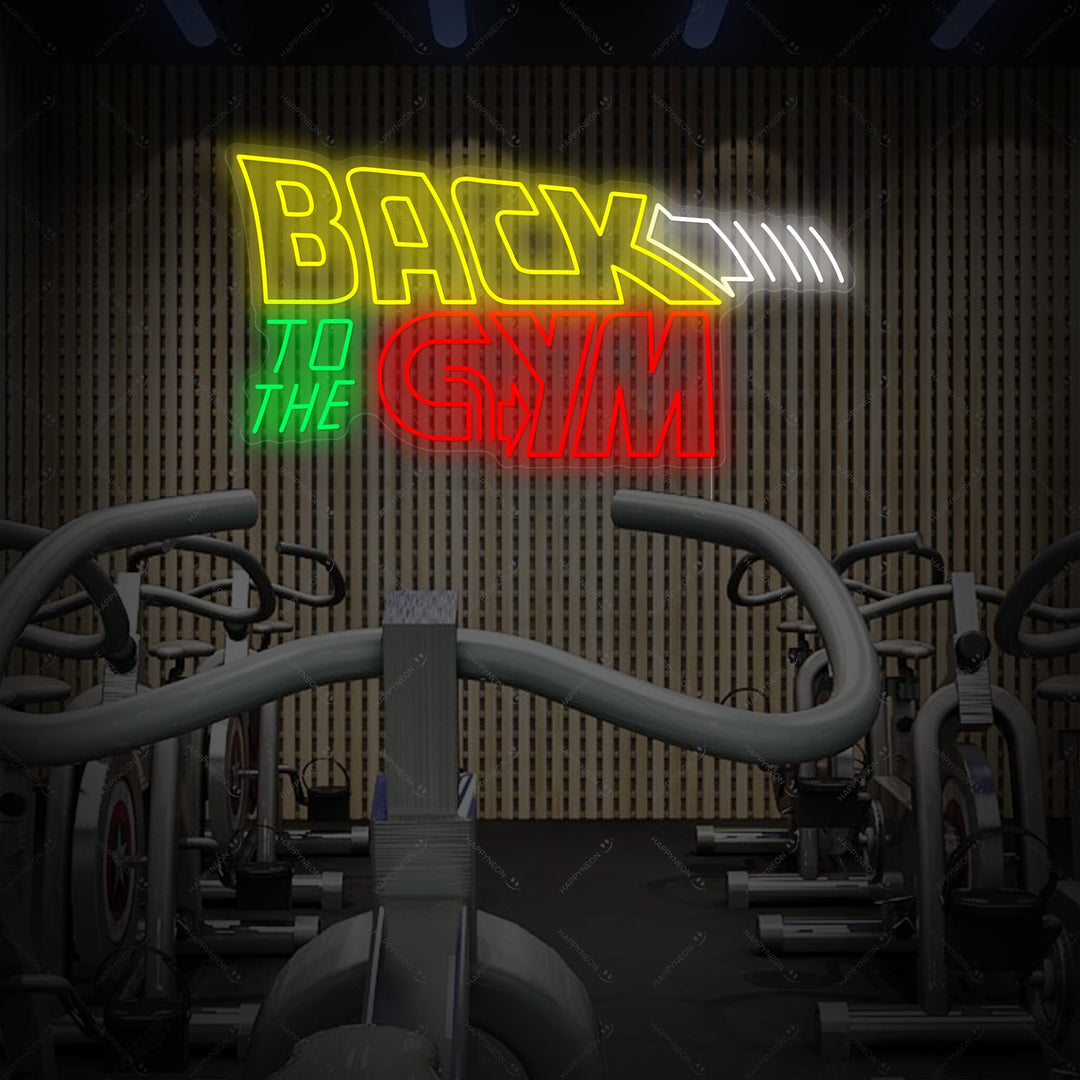 "Back To The Gym" Neon Sign, Home Gym Decor, Fitness Neon Sign, Fitness Wall Art