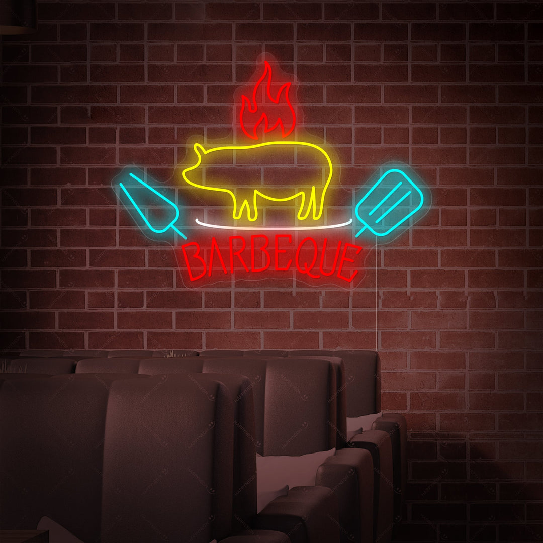 "Barbecue Pig" Neon Sign, BBQ Pig Neon Sign