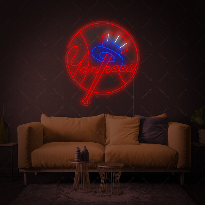 Detailed product render of the custom baseball team logo neon sign.