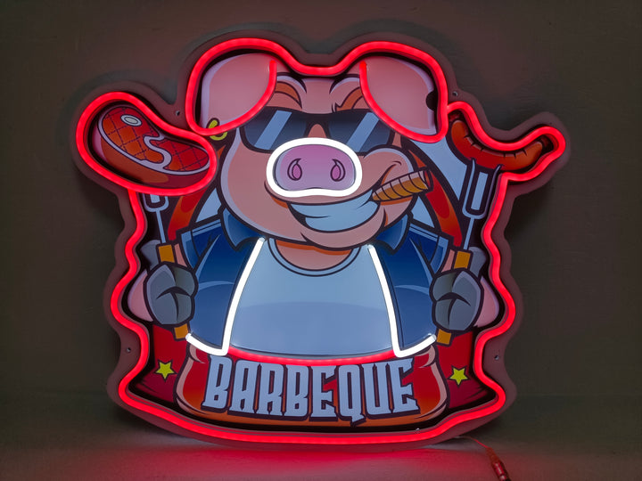 "Barbeque" LED UV Printed Neon Sign, BBQ Neon Wall Art