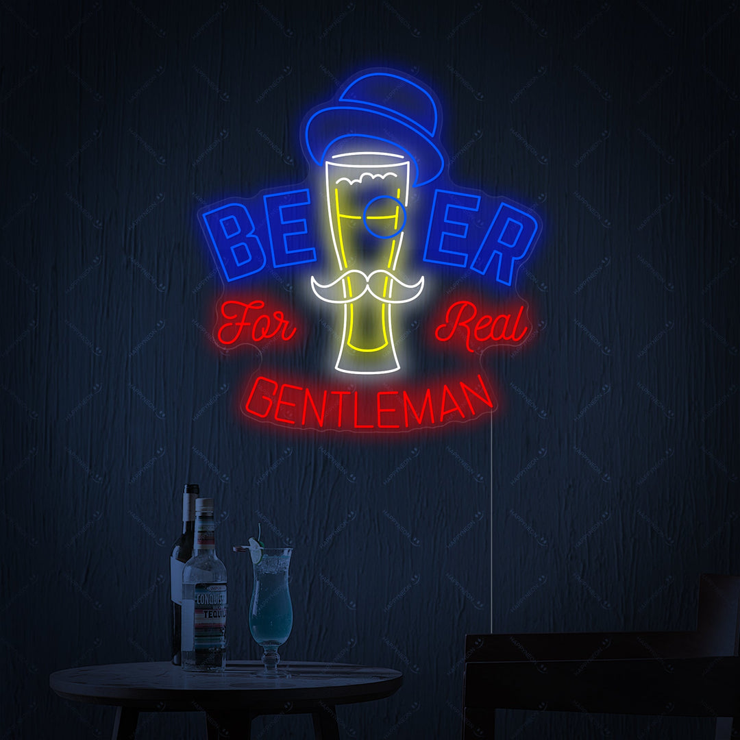 "Beer For Gentleman" Neon Sign, Beer Neon Sign, Bar Neon Sign