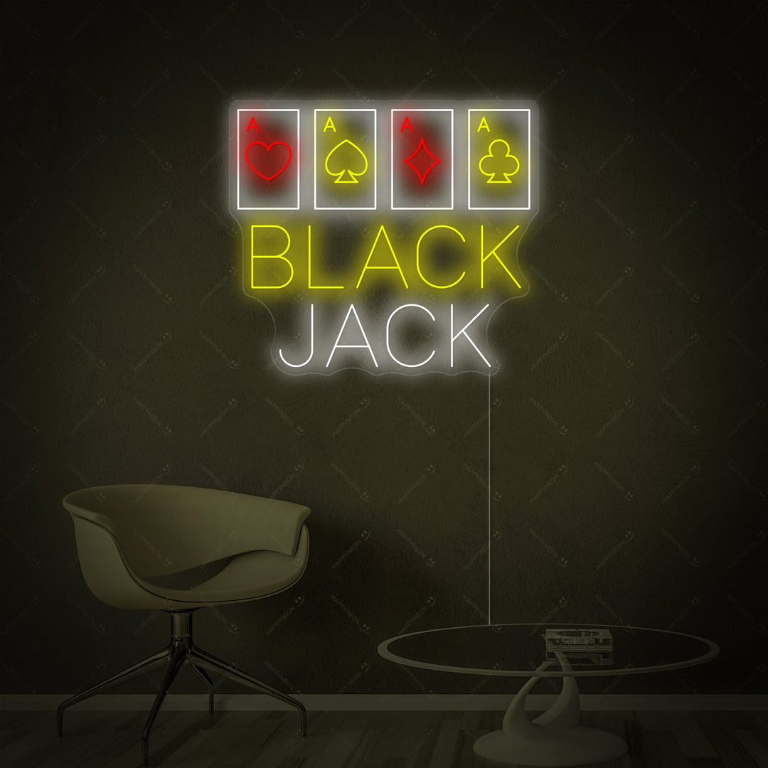 "Black Jack" Neon Sign, Poker Neon Sign, Casino Neon Sign