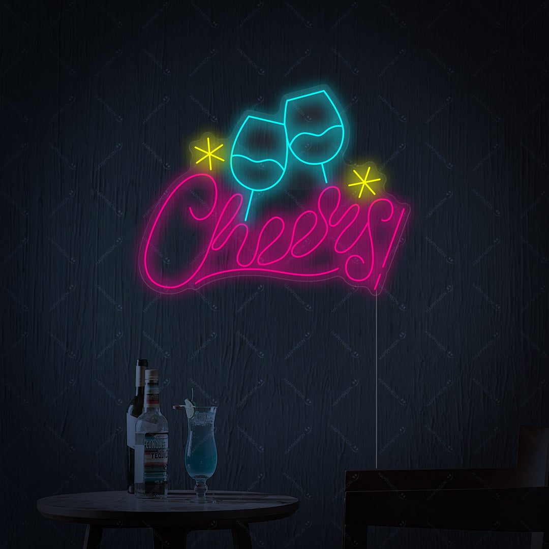 "Cheers" Neon Sign, Cheers Glasses Neon Sign, Cheers Bar Neon Sign