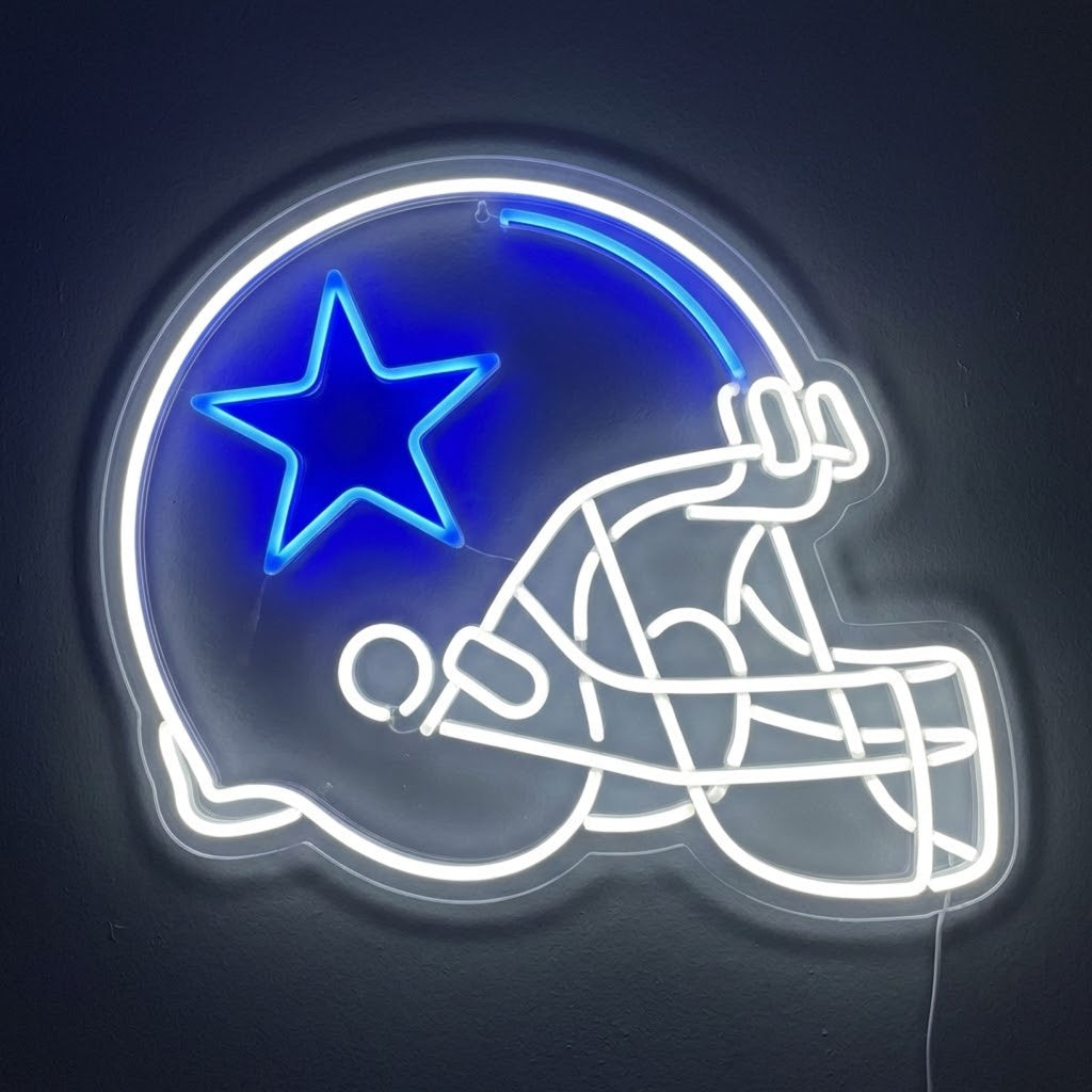 Dallas Cowboys star helmet neon sign for a sports room