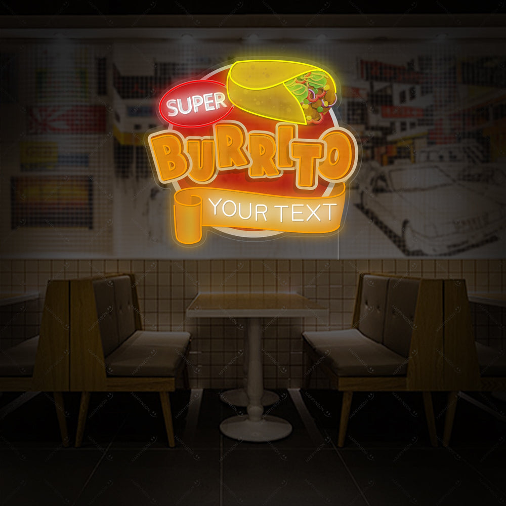 Graphic representation of the custom burrito logo design showing the detailed filling ingredients and cheerful face on the tortilla.