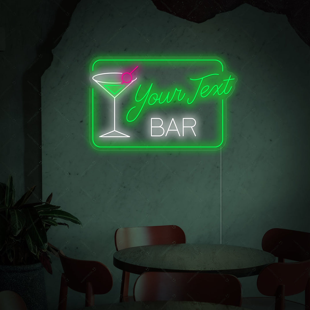 "Custom Cocktails Bar" Neon Sign, Custom Bar Neon Sign