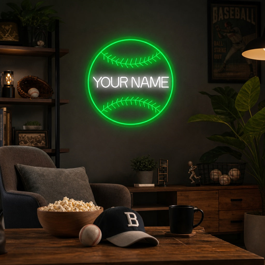 Custom Name Baseball Neon Sign, Baseball Room Decor, Baseball Neon Light neon sign product image