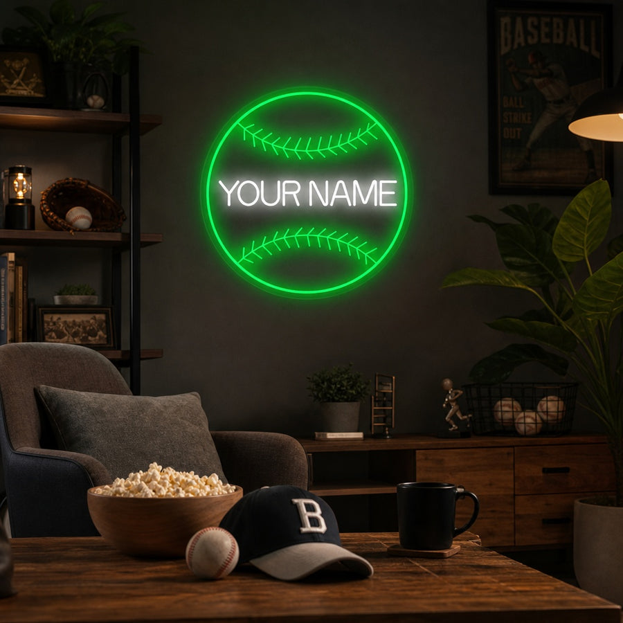 Custom Name Baseball Neon Sign, Baseball Room Decor, Baseball Neon Light neon sign product image