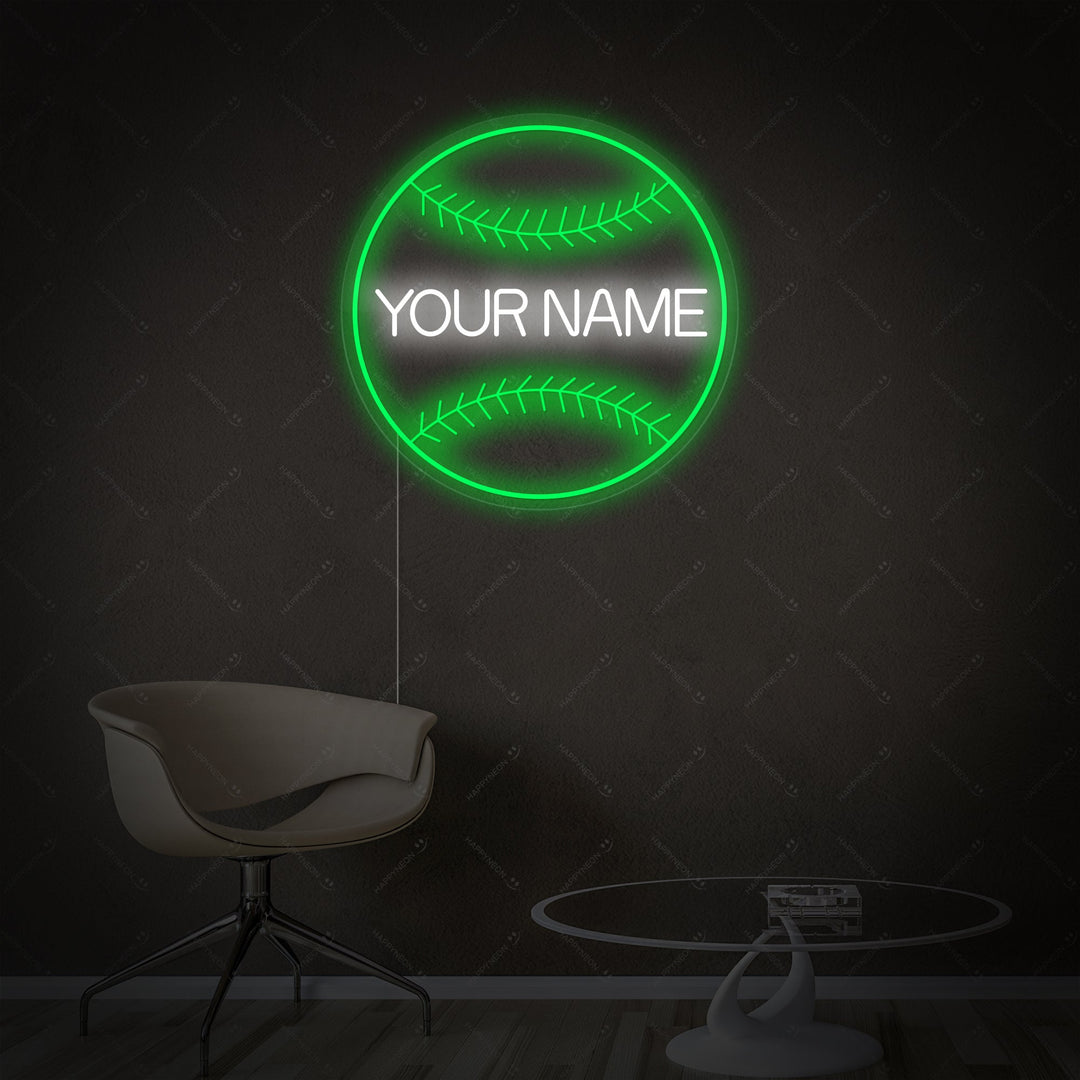 Custom Name Baseball Neon Sign, Baseball Room Decor, Baseball Neon Light