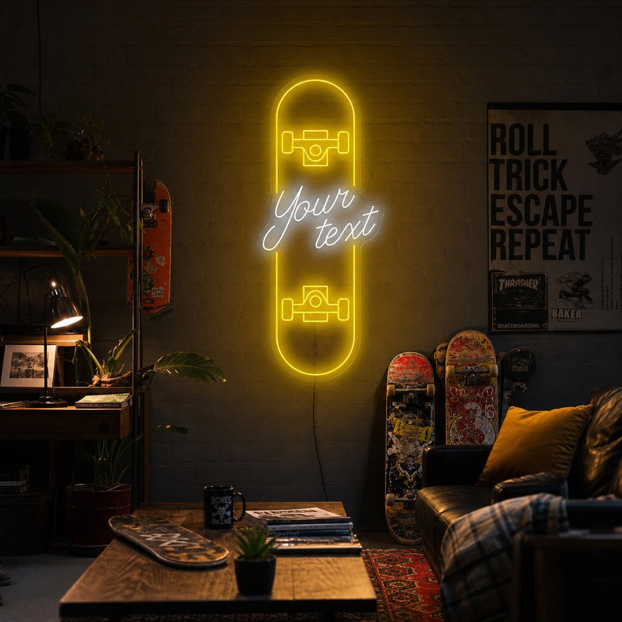 Custom Skateboard Neon Sign, Skateboard Wall Art, Skateboard Neon Light neon sign product image