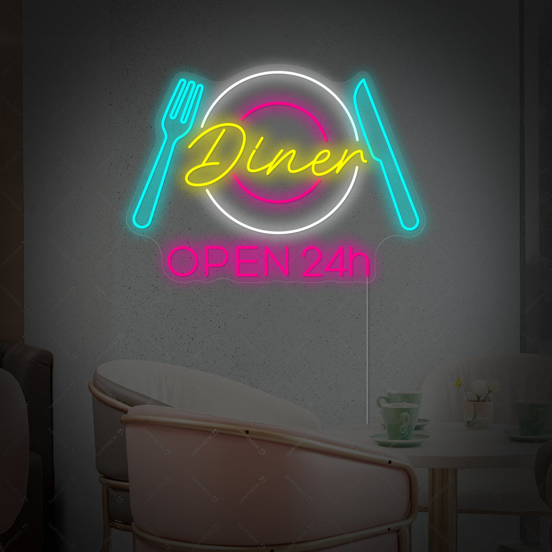 "Dinner Open 24h" Neon Sign