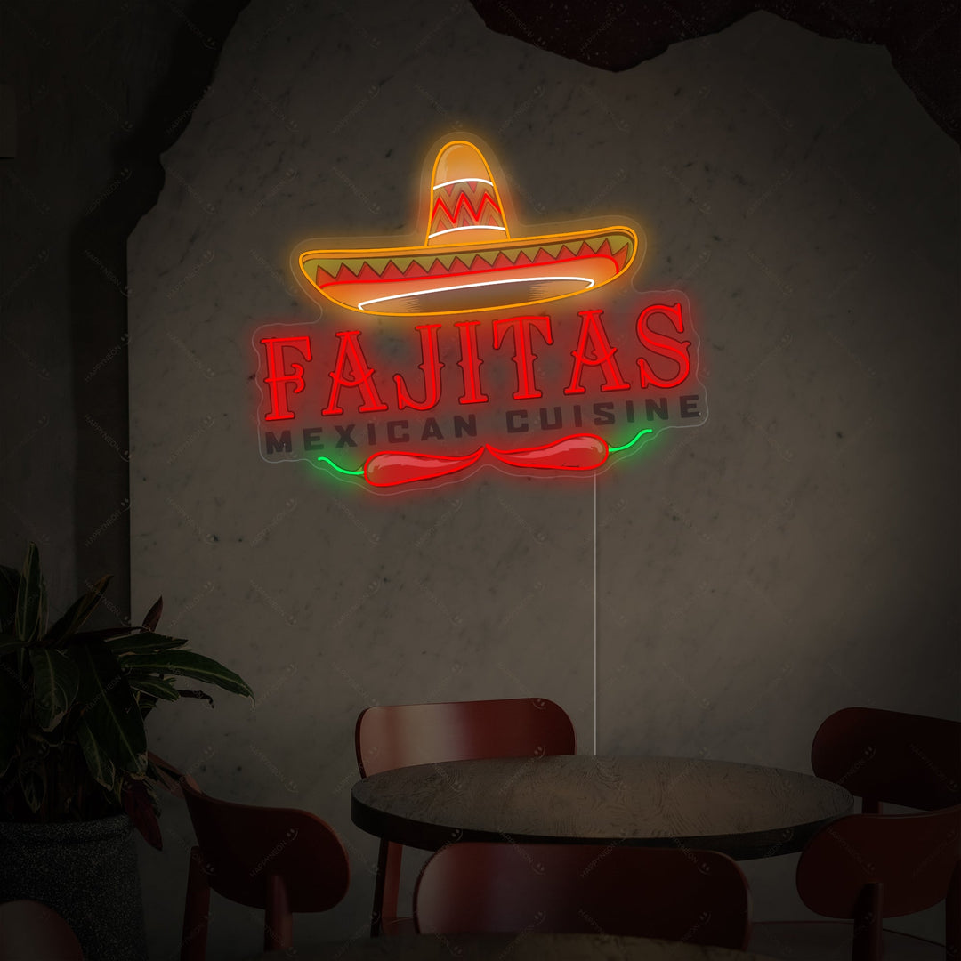 "Fajitas Mexican Cuisine" Neon Sign