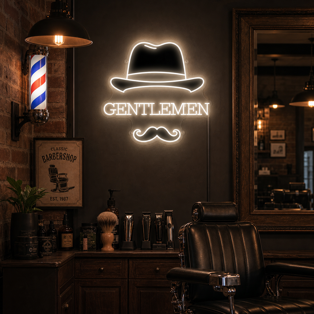 "Gentlemen" Barbershop Neon Sign, Barber Neon Sign